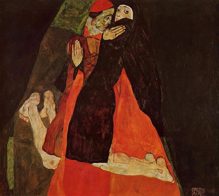 Egon Schiele Cardinal and Nun